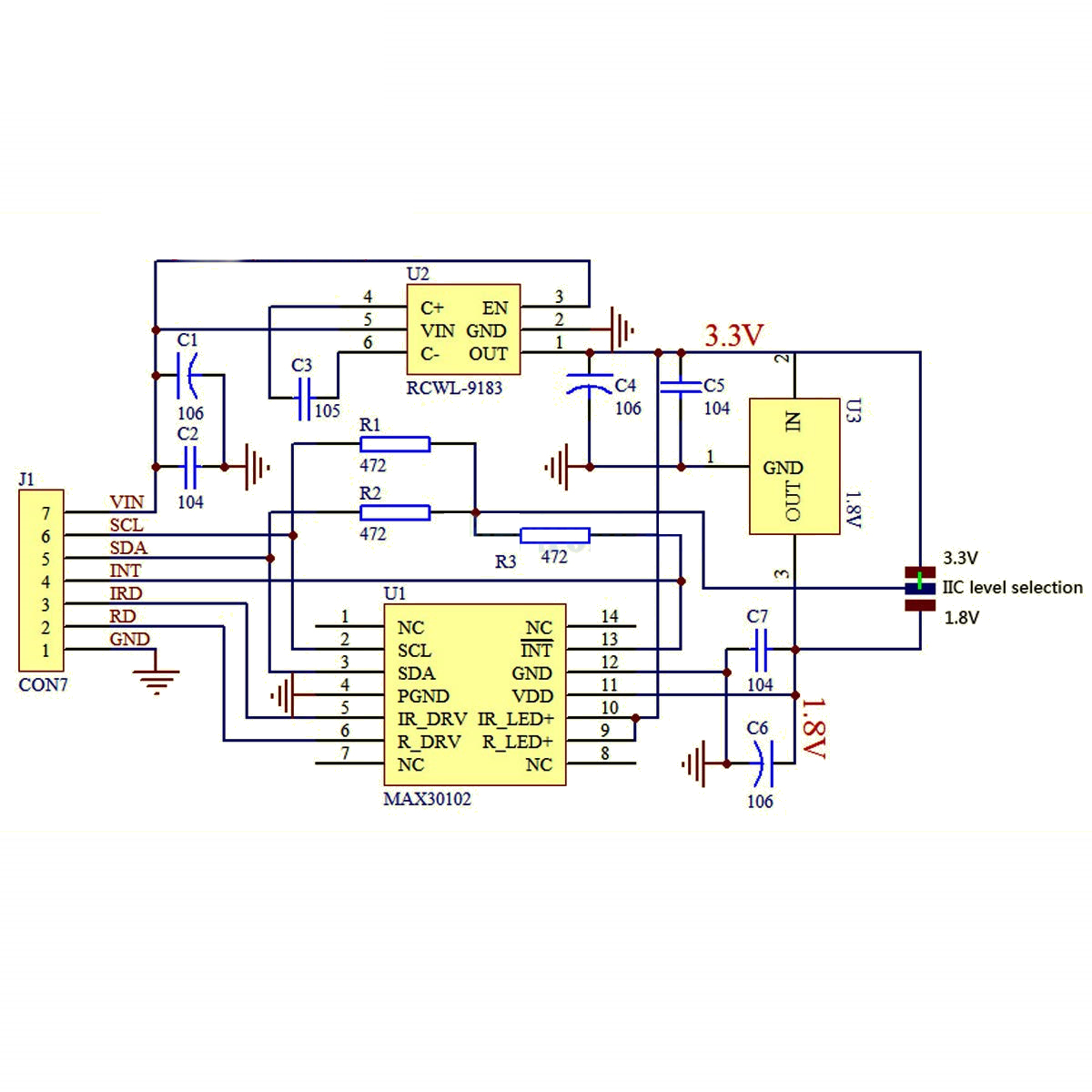 Module Capteur d'oxygène et de Fréquence Cardiaque MAX30102
